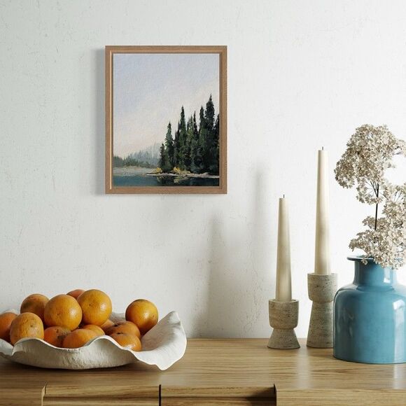 Original Oil Landscape Painting Coastal Maine Calm Lake Tall Pines Signed 8x10" - Picture 6 of 6